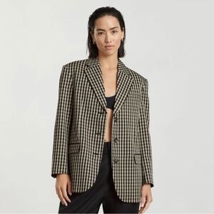 NWOT Everlane Checked Oversized Blazer in Beige and Black